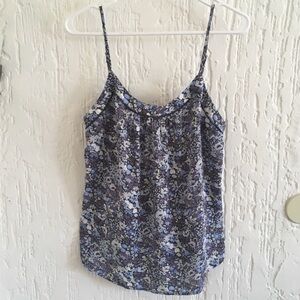 Ann Taylor Loft Blue Floral Tank Top Size Small